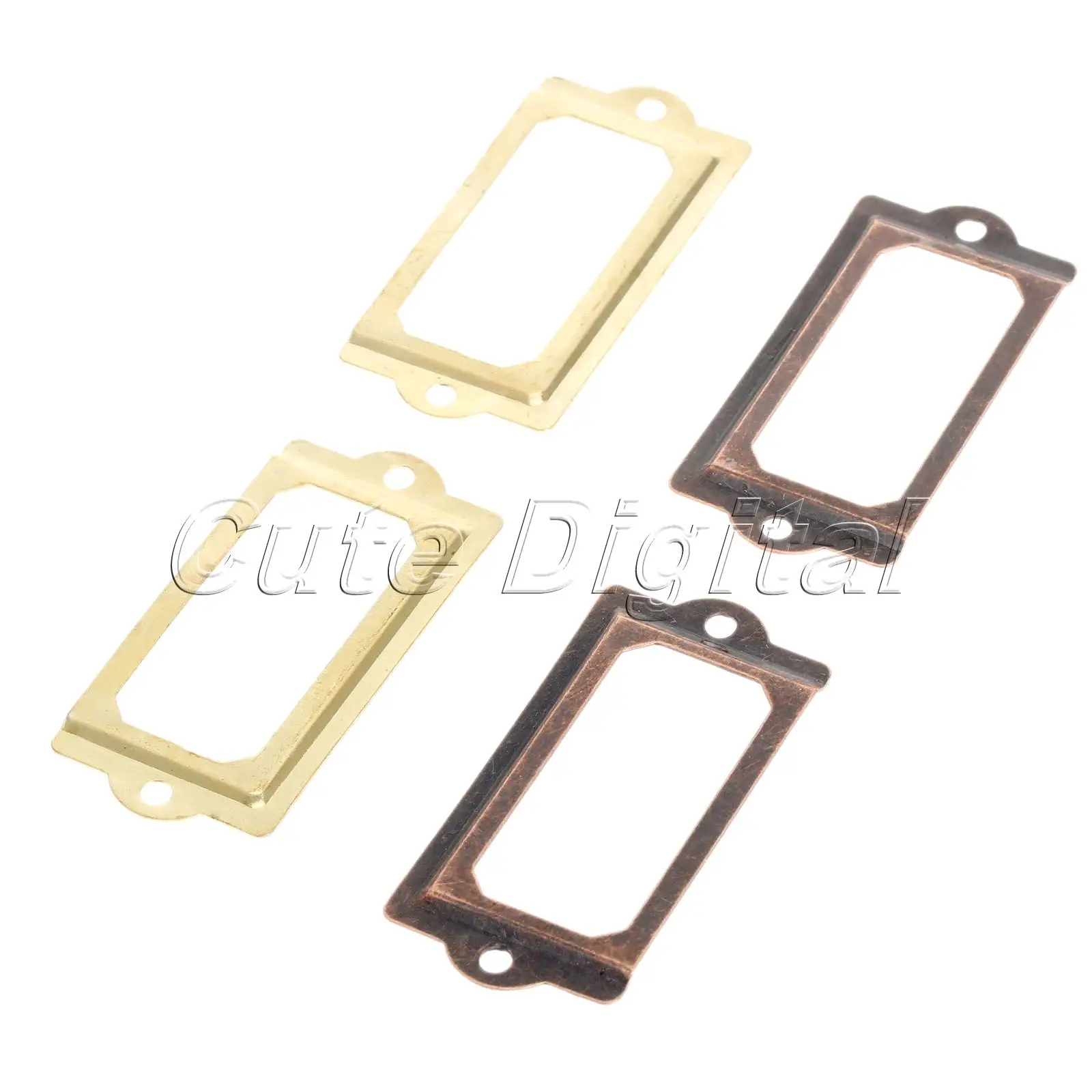 12pcs Golden/Antique Brass Metal Label Pull Frame Handle File Name Card Holder For Furniture Cabinet Drawer Box Case Bin 70x33mm