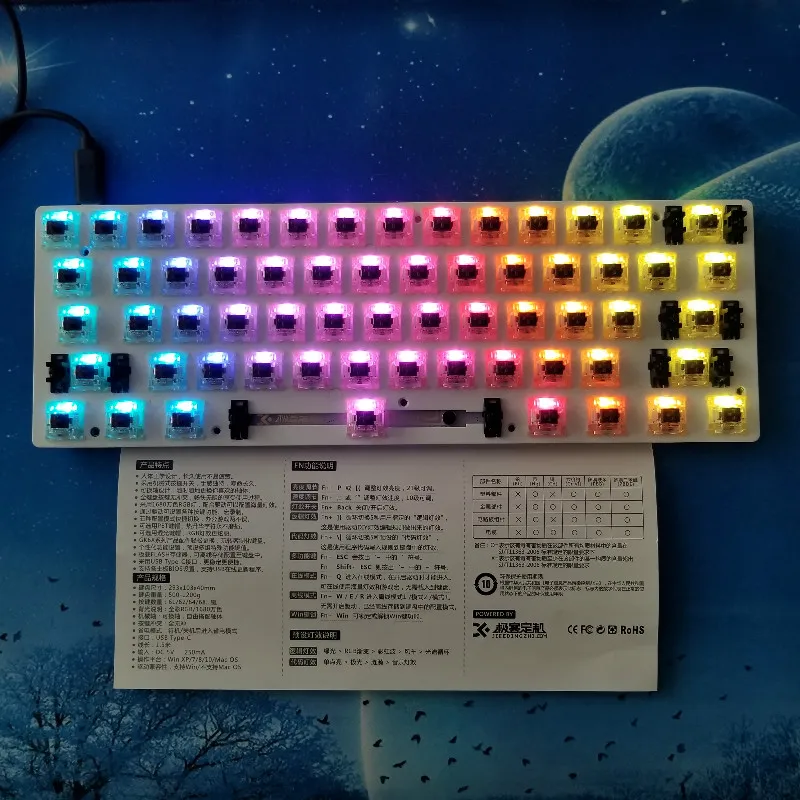 GK61(того же бренда GK64) механическая клавиатура DIY Kit Горячая замена независимый драйвер Tyce-c интерфейс GH60 RGB