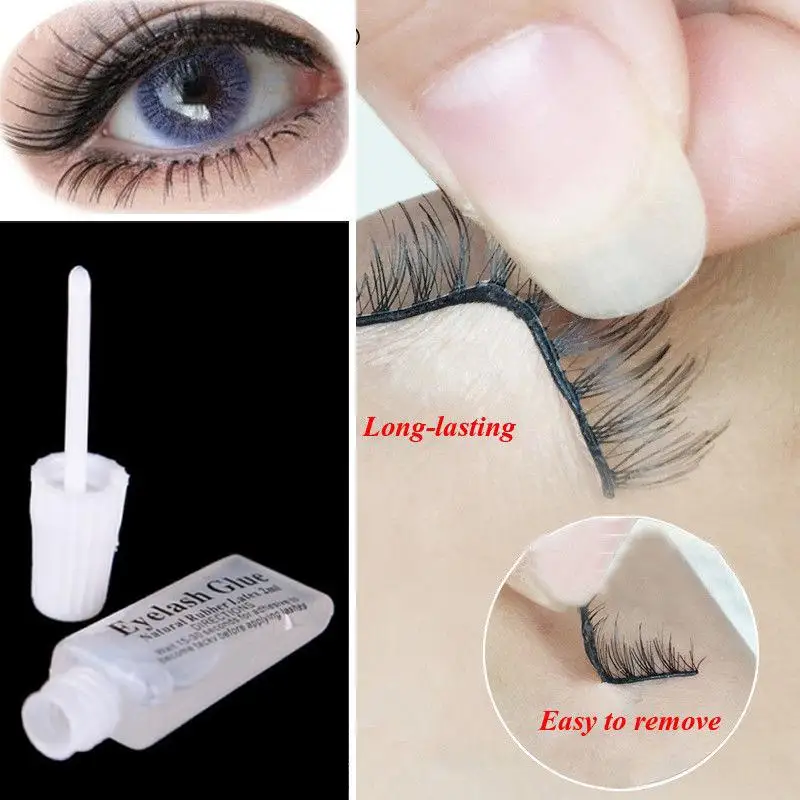 

Hot 2ml False Eyelash glue Mini Plastic Flat Tube Transparent Eyelash Glue portable Double eyelid glue Makeup Tools