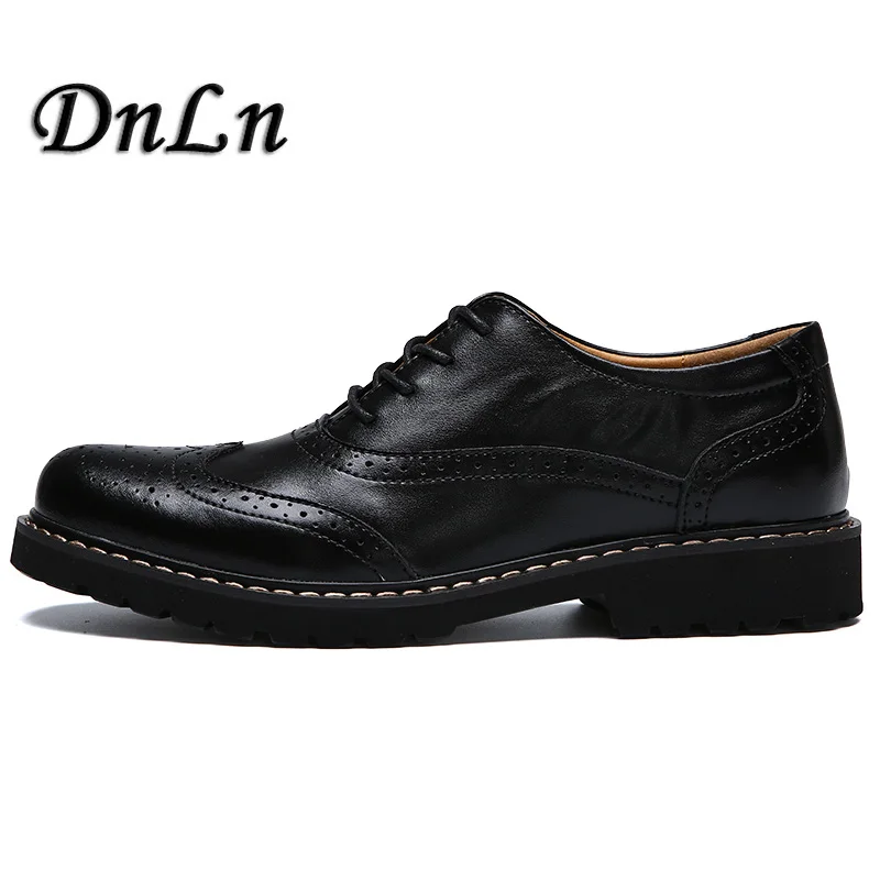 

2018 Fashion Brand Men's Business Dress Brogue Shoes For Wedding Party Retro Leather Black Brown Round Toe Oxford Shoes 30D50