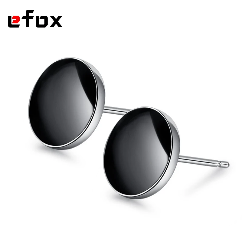 

925 Sterling Silvermen's Korean version of the single black circle earrings jewelry personalized influx of women