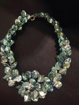 

natural shell flower necklace blue red color fashion women jewelry free shipping bohemia