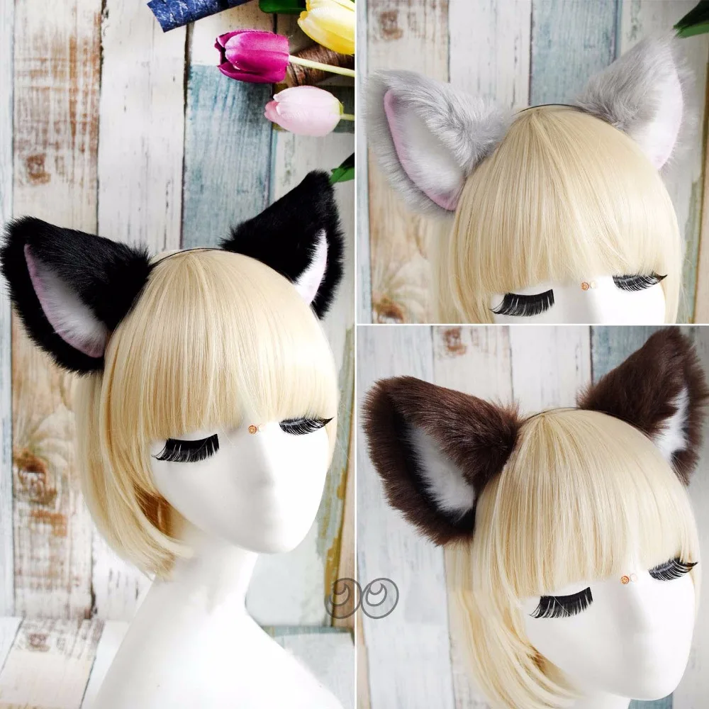 1 pcs multicolor Lovely Bell Hairwear Women Fashion Party Charming Lovely Fox Cat Ear Fur Hair Clip Hairband