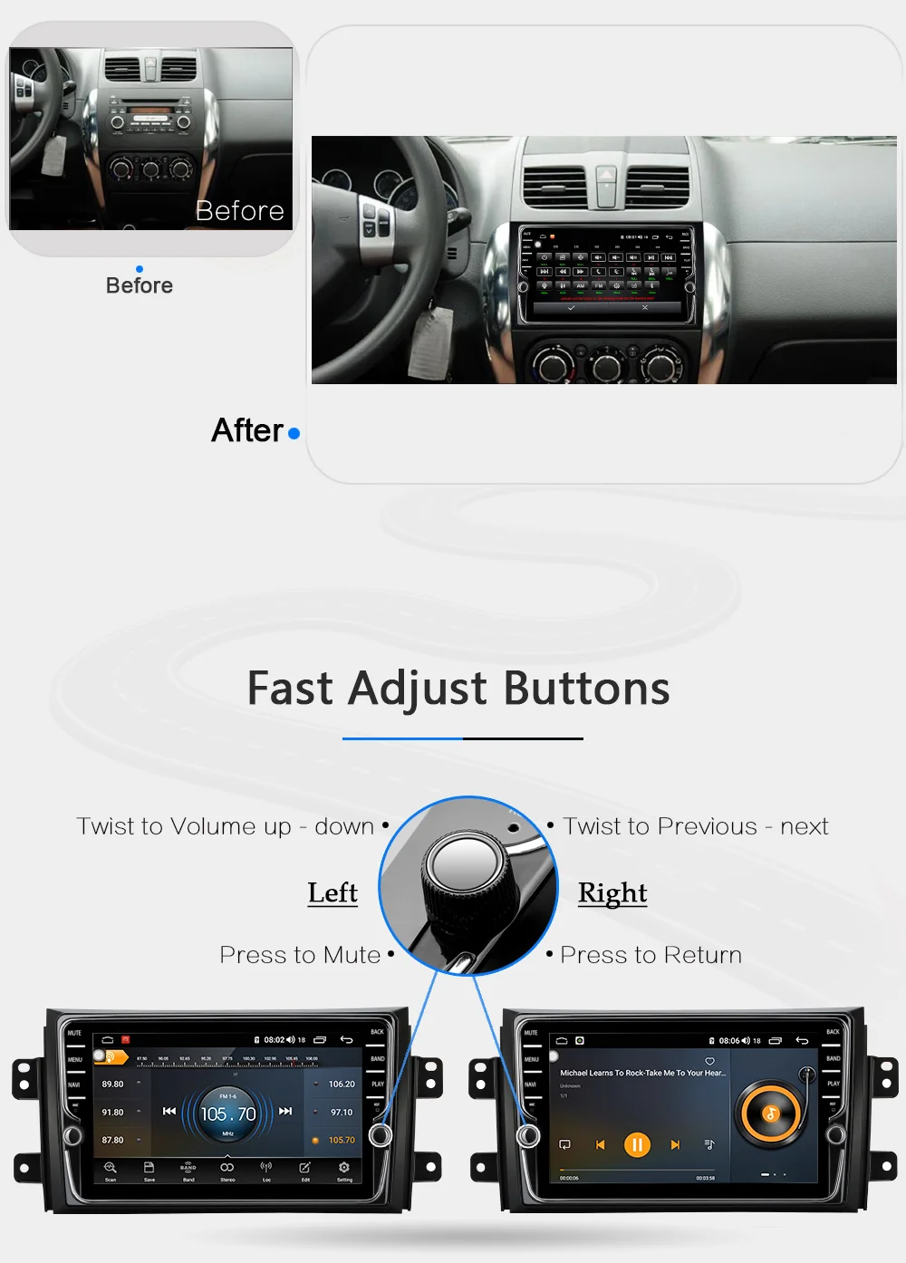 Sale Funrover android 9.0 car dvd multimedia player for SUZUKI SX4 SX-4 2006-2013 2 din car radio gps navigation stereo headunit DSP 10