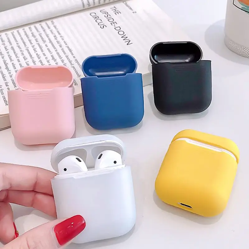 Мягкий силиконовый чехол для Airpods, сплошной цвет, милые наушники, защитный чехол, водонепроницаемый чехол для iphone 7 8, аксессуары для гарнитуры