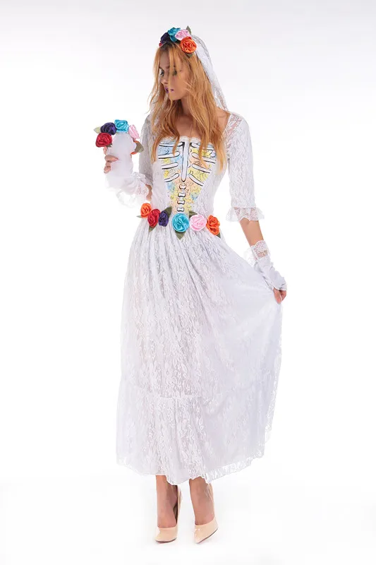 Ужасный Призрак невесты костюм для взрослых на Хэллоуин Косплэй нарядное платье для вечерние 89118
