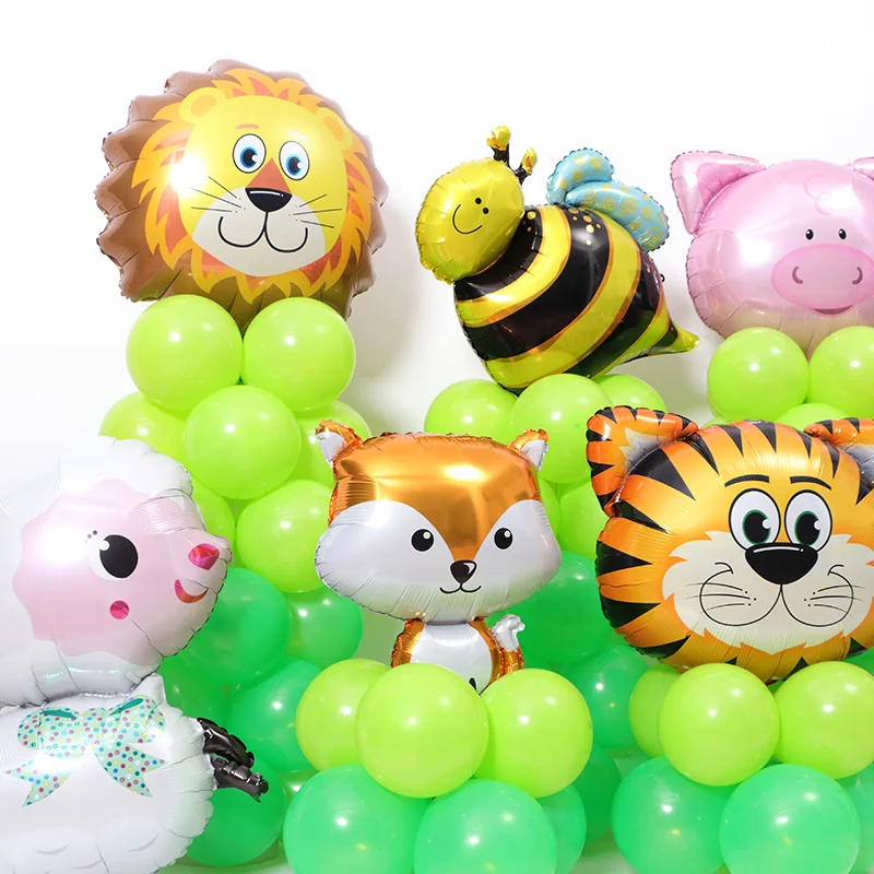 

10pcs/set Safari Party Animal Ballons Jungle Party Zoo Green Foil Air Balloon Kids Birthday Party Decorations Baloon Kit Balon