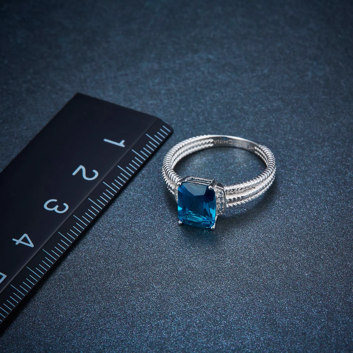 

Hutang Genuine London Blue Topaz Twisted Ring Solid 925 Sterling Silver Gemstone Fine Jewelry for Women Xmas Gift 2017 New
