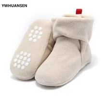 Ywhuansen botas unissex para bebês, recém nascidos, coral, lã, quente, para o inverno, infantil, sapatos de berço, meninas, meninos, primeiros passos