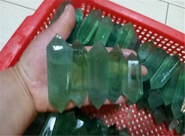 500 grams natural stone crystal pillar green fluorite double point home decoration |