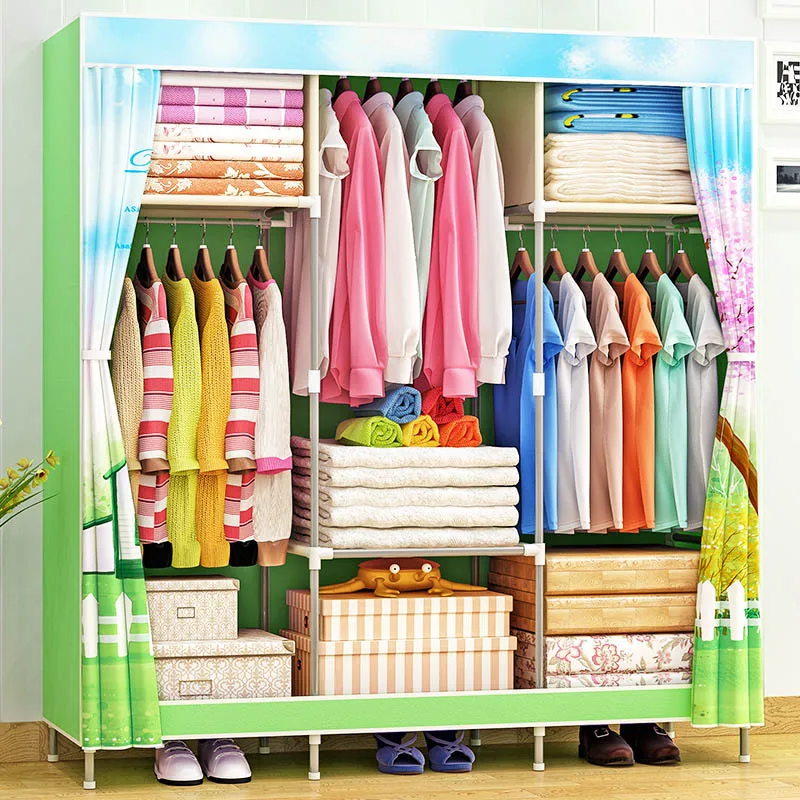 

Landscape printing Wardrobe zipper Non-woven Fabric Steel frame reinforcement Standing Storage Organizer Detachable furniture