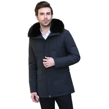 Брендовая куртка с утиным пухом Для мужчин; зимние куртки Для мужчин толстый теплый меховой воротник куртки модные 4xl