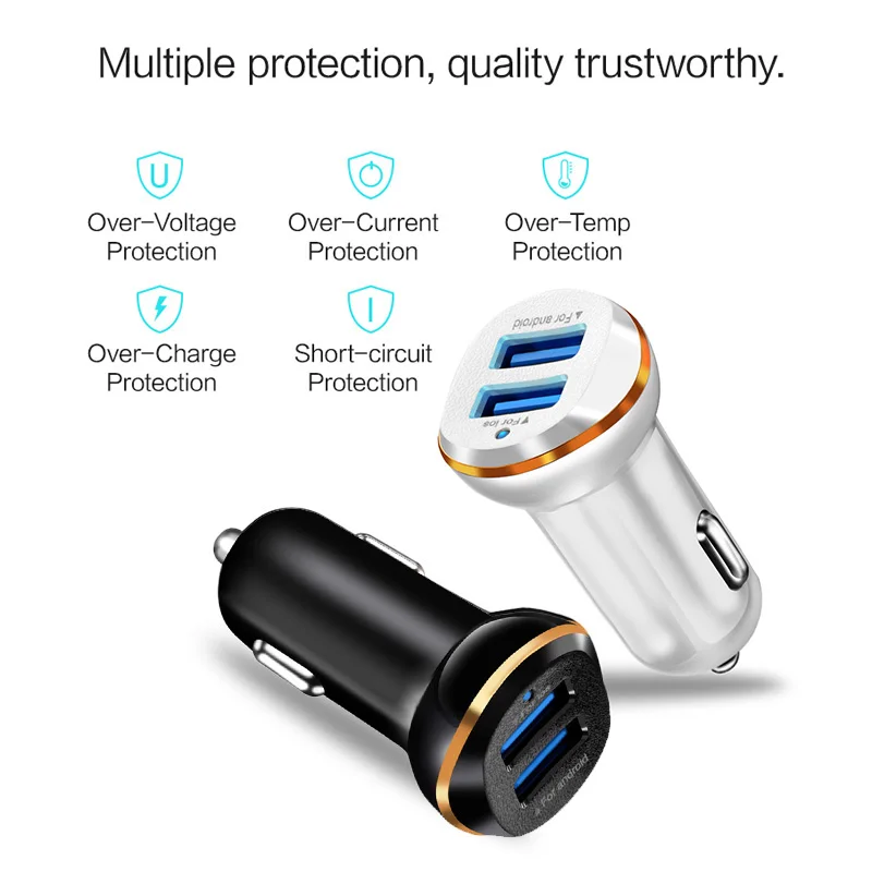 2 USB شاحن سيارة الناتج 3.1A ماكس سريع شحن الطاقة مهايئ شاحن لسامسونج Xiaomi هواوي الهواتف المحمولة سيارة-شاحن
