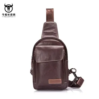 

Bullcaptain Men Fashion Genuine Cow Leather Crossbody Bag Chest Bag Sling Shoulder Bag for Ipad bolso de los hombres Handbags