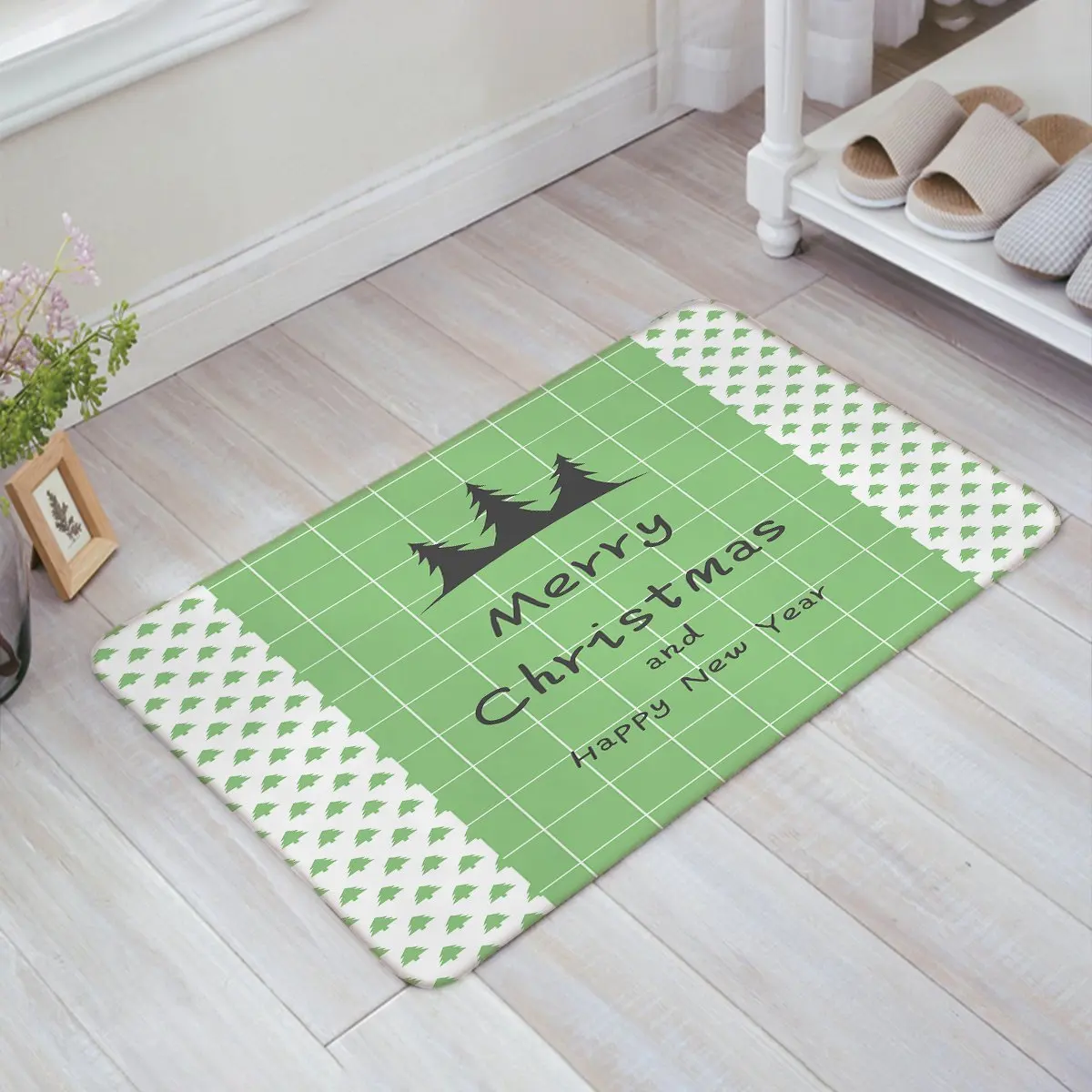 CHARMHOME Festival Decor Doormat Winter Holidays Themed Xmas Tree