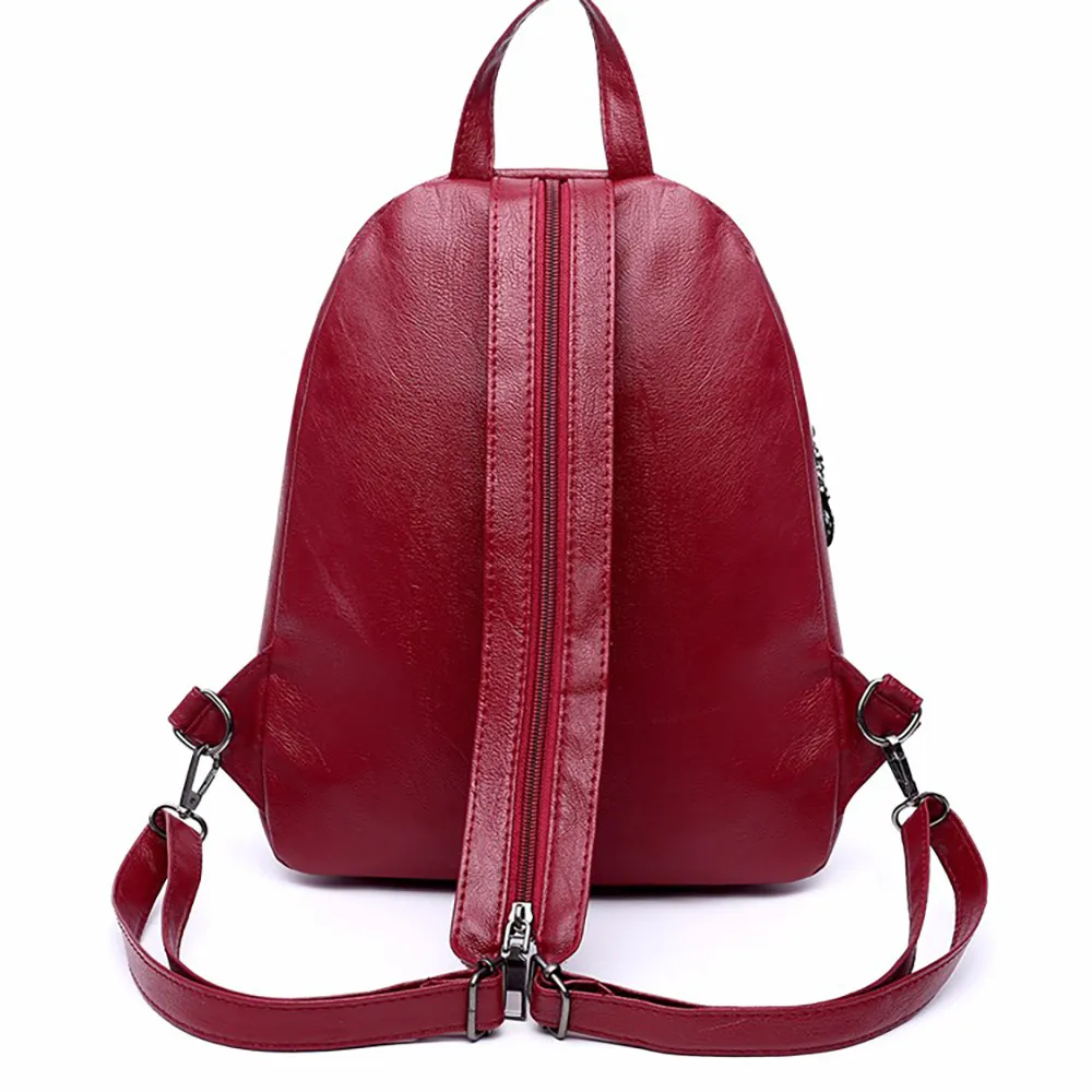Женская сумка-рюкзак из искусственной кожи, винтажная двойная нагрудная сумка, мягкая овальная магнитная пряжка, однотонная сумка для мамы