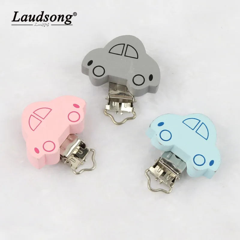 

2PCS 40*46MM New Trend Car Shape Wooden Safety Nipple Clip Creative DIY Baby Teether Toy Accessories