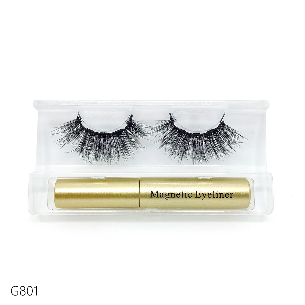 5 Magnet Eyelash Magnetic Eyeliner+Magnetic Eyelashes Set Waterproof Long Lasting Lashes Extension Set Natural Easy To Wear - Цвет: G801