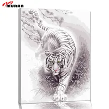 Муран Картина краски на холсте diy Цифровая живопись маслом по номерам украшение дома ремесло подарки животные Тигр 40X50 см