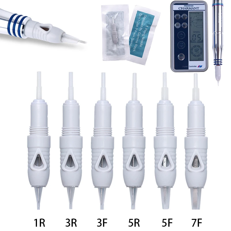 50 шт/лот 8 мм Винтовые серые татуировки одноразовые иглы картридж для премиум Charmant Перманентный макияж бровей насадка для татуировочной машины