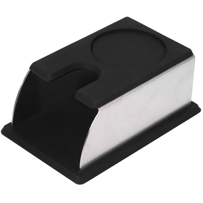 Stainless Steel Coffee Tamper Stand Coffee Powder Maker Rack Silicone Tamping Mat Coffee Tampers Tool Accessory Black - Цвет: Black