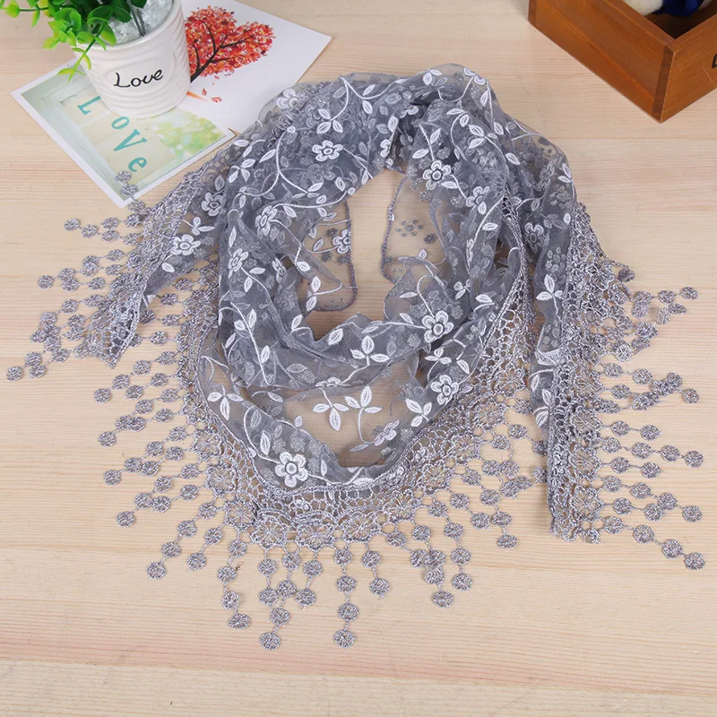 

Elegant Tassel Scarves For Women Hollow Out Floral Print Women's Shawl Luxury Brand Woman Scarf Head Scarf Lace Infinity LICs