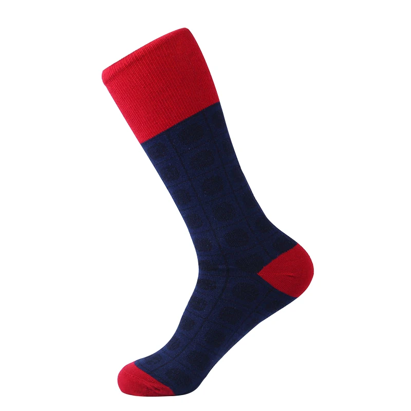 Мужские носки для платьев мужские носки из чесаного хлопка темно-контрастного цвета забавные носки мужские модные счастливые носки под одежду делового стиля для мужчин s подарок - Цвет: 50097