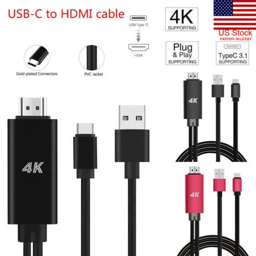 180 см 4 K USB 3,1 Тип C на HDMI ТВ кабель видеоадаптера для HUAWEI samsung Galaxy note8 S8 S8+ S9 S9+ S10 плюс для Macbook 3B17