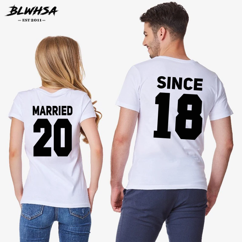 BLWHSA Married Since 2018 Camiseta de pareja para mujer, camiseta para amantes con estampado, ropa para pareja, para y niñas| Camisetas| - AliExpress