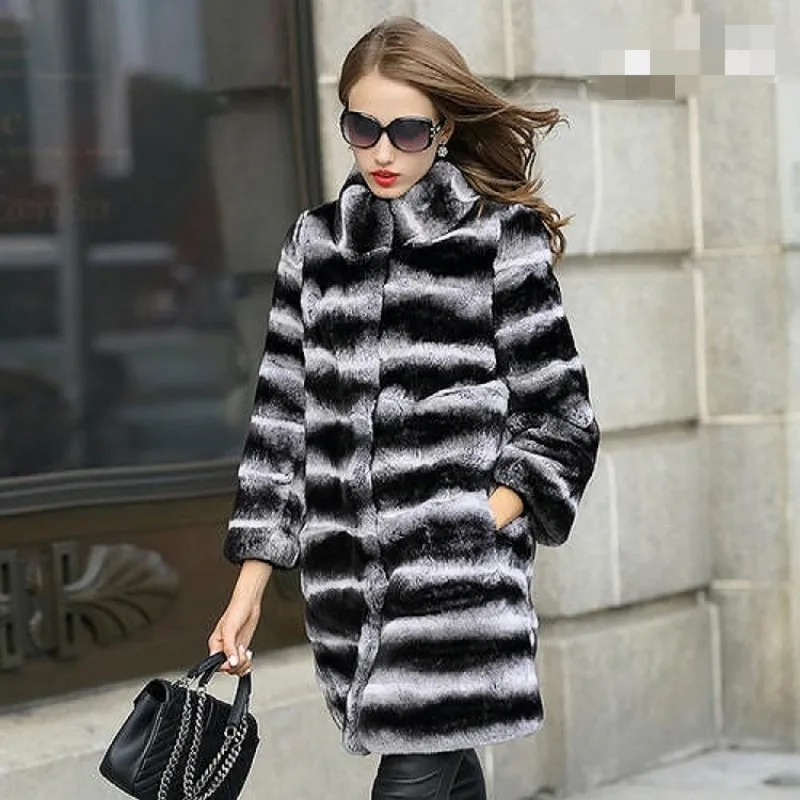 

2019Rabbit Fur Coat Detachable Sleeve Bottom Transformer Demolition Prolonged Warming High Fashion Women Natural Fur Thick