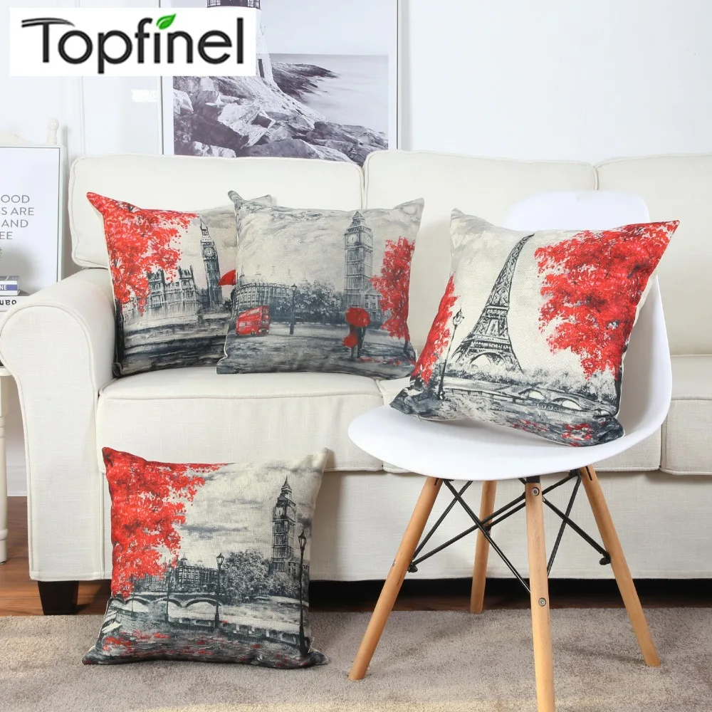 Romantic Flower Cotton Linen Throw Pillow Case Home Decor Waist Cushion Cover