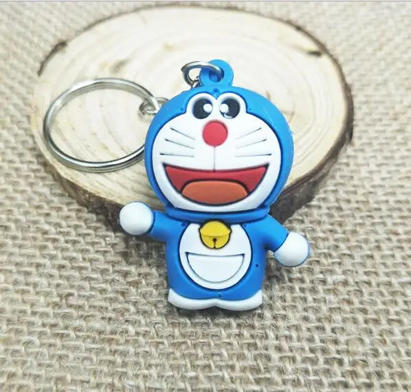 24 шт./лот 3D Мультфильм стильный Doraemon Силиконовое кольцо для ключей цепи сумка орнамент висит дети День рождения сувениры подарок сувенир