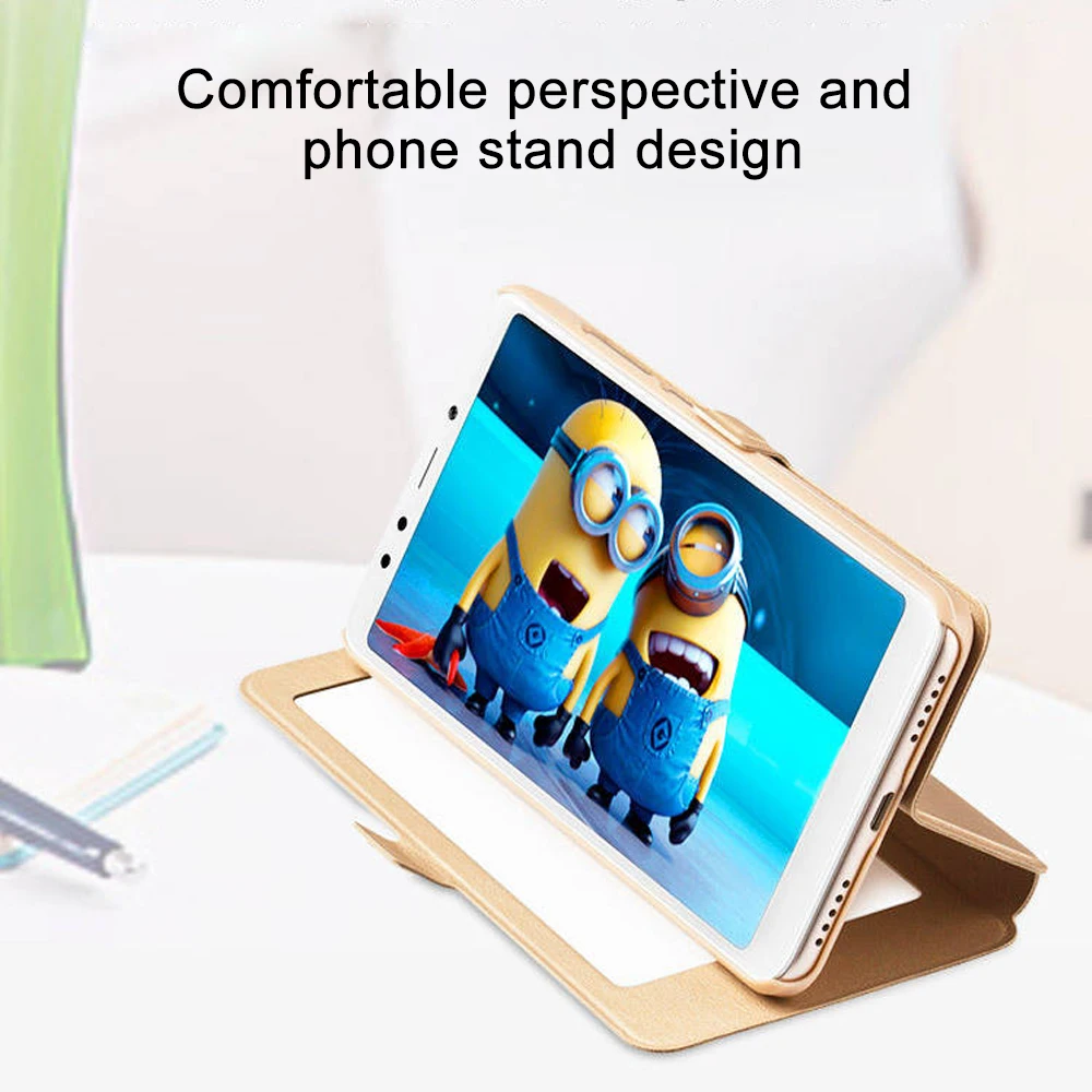 OLLIVAN For Xiaomi Redmi 6 Pro Case Cover For Xiaomi Redmi 6A Leather Flip Case View Window Book Cover For Xiaomi Redmi 6 Stand  (1)