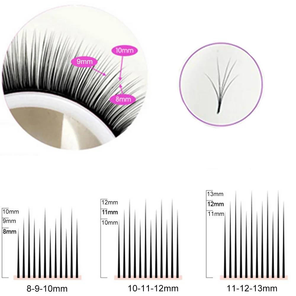 New material 12 rows Volume Eyelash Extensions Mixed Length in One Lash Strip Camellia Pandora Eyelashes | Красота и здоровье