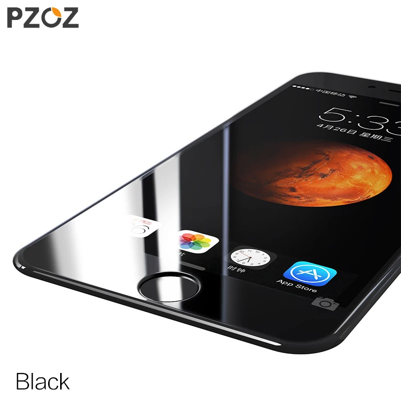 PZOZ для iphone 8 закаленное стекло экран с мягкими краями защитная пленка 3D полное покрытие анти синий светильник для iphone 7 Plus 8 4,7& 5,5 - Цвет: Black
