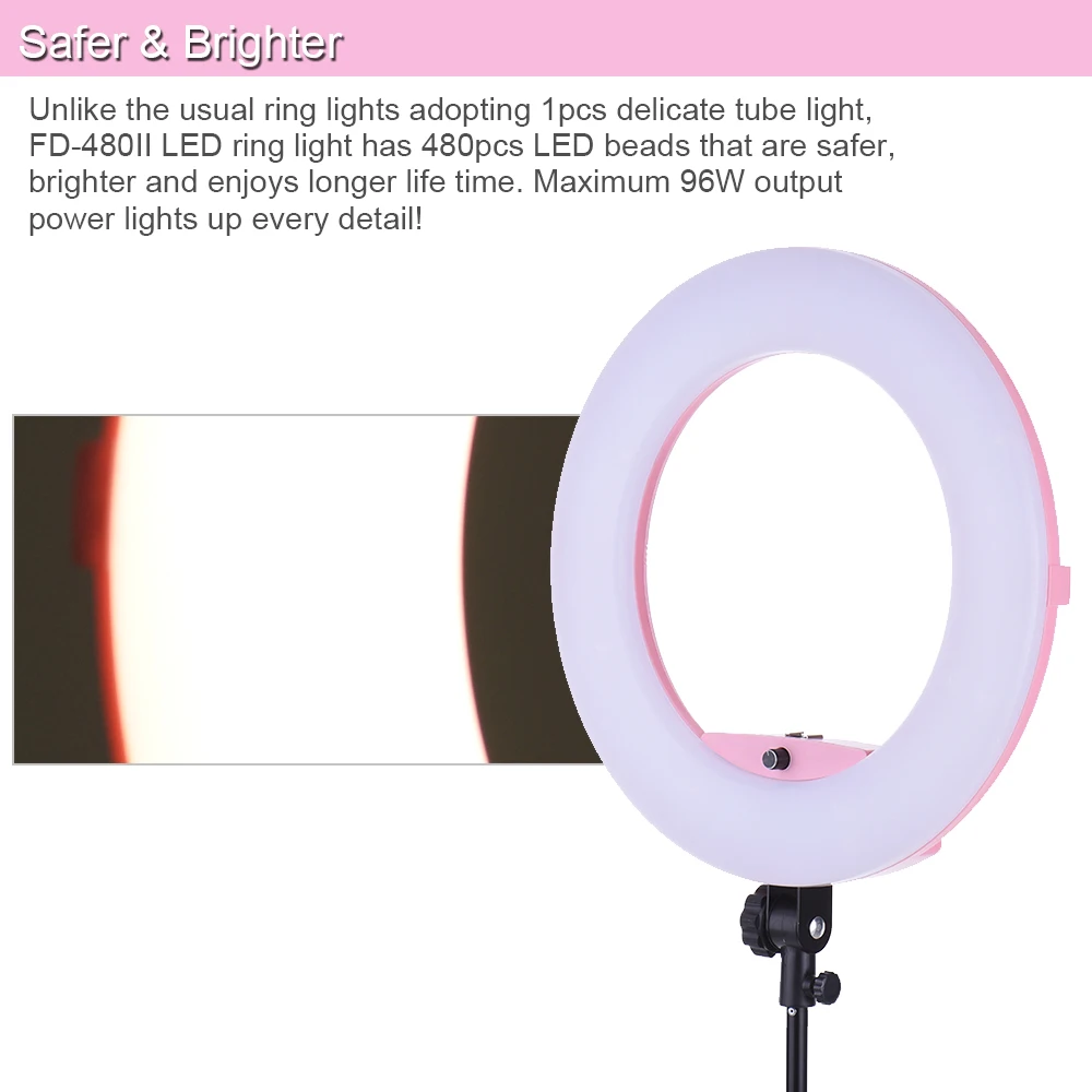  Photography LED Ring Light 96W Dimmable 3200-5500K LED Lamp Video Light with 2m Light stand +Smartp