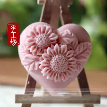 

Grainrain Sun Flower Silicone Soap Bar Molds Heart Shaped DIY Craft Handmade Soap Mold