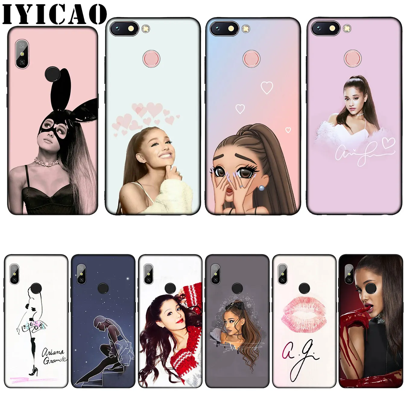 

IYICAO Ariana Grande Lovely Design Silicone Soft Case for Xiaomi Redmi 6A 5A Note 8 7 4 4X 5 Plus 6 Pro Black TPU Cover