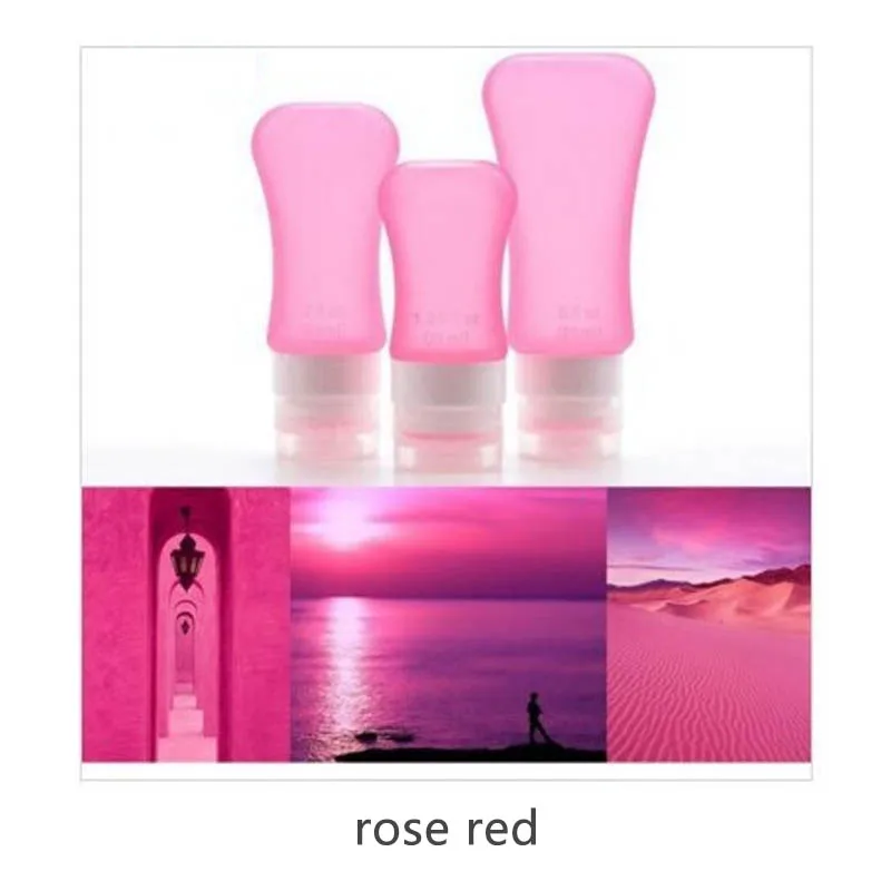 Портативный силиконовый многоцветные аксессуары для путешествий 37/60/89 мл бутылка шампуня 1 шт. диспенсер для мыла коробка для хранения косметики контейнер - Цвет: rose red