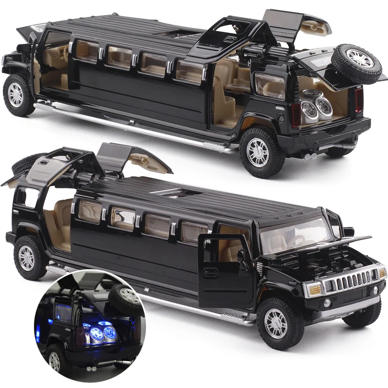 

high simulation 1:32 alloy hummer limousine metal diecast car model pull back flashing musical kids toy vehicles free shipping