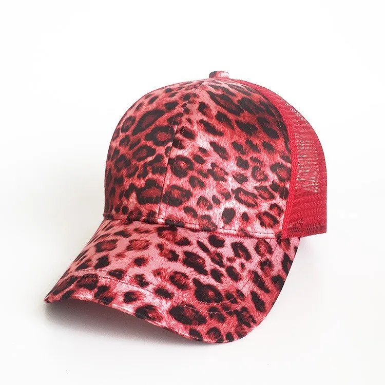 Блестящая бейсбольная кепка «конский хвост», грязная, высокая шапка с отверстием для хвоста, женские, грязные булочки, для девушек, с блестками, эластичная шляпа, летние сетчатые шапки - Цвет: Leopard 04