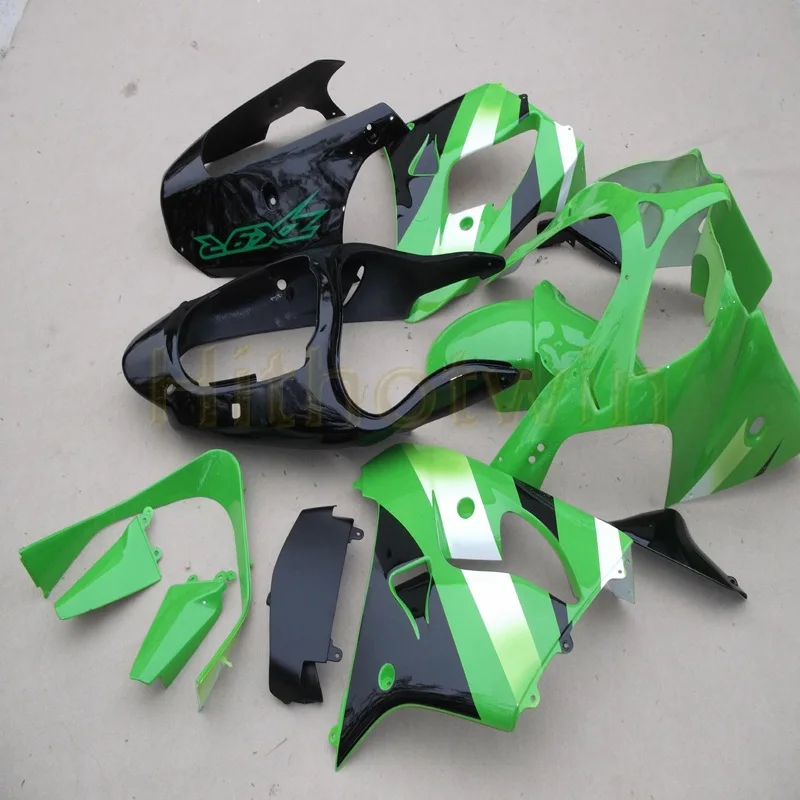 Капот мотоцикла на заказ для Kawasaki ZX-9R 2000 2001 ZX9R 00-01+ свободные болты+ зеленый пламя ABS мотоцикл обтекатели - Цвет: K