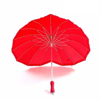 

Red Heart Shape Umbrella Peach Hearts Women Umbrellas For Valentine Wedding Party Engagement Photo Props Long Handle Unbrellas