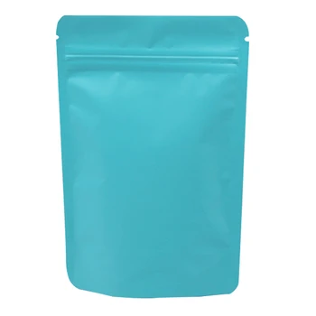 

Retail 200Pcs/Lot 10*15cm Zipper Matte Blue Stand Up Aluminum Foil Valve Bag Doypack Food Storage Heat Seal Pure Mylar Pack Bag
