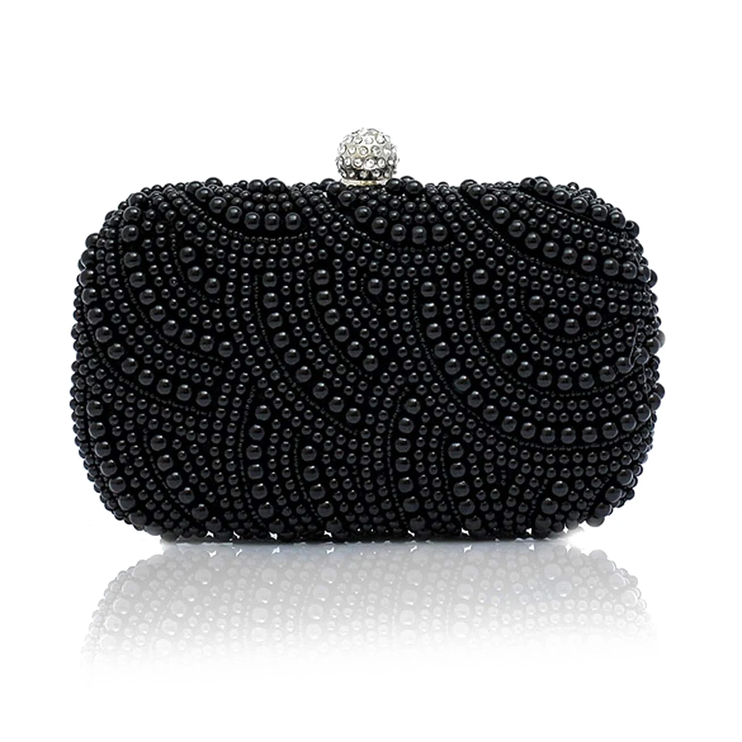 

Fashion clutch bead clutch bridal bag under arm bag party wedding evening bag, black