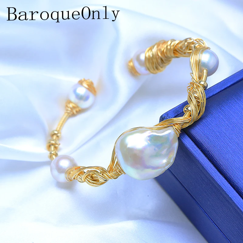 BaroqueOnly white baroque multi-wire wrapping 5 pearls special bracelets bangles Luxurious fashion jewelry for dating /gift HK