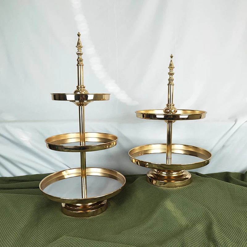 

Gold Crystal Cake Stand Set Electroplating Gold Mirror Face Wedding