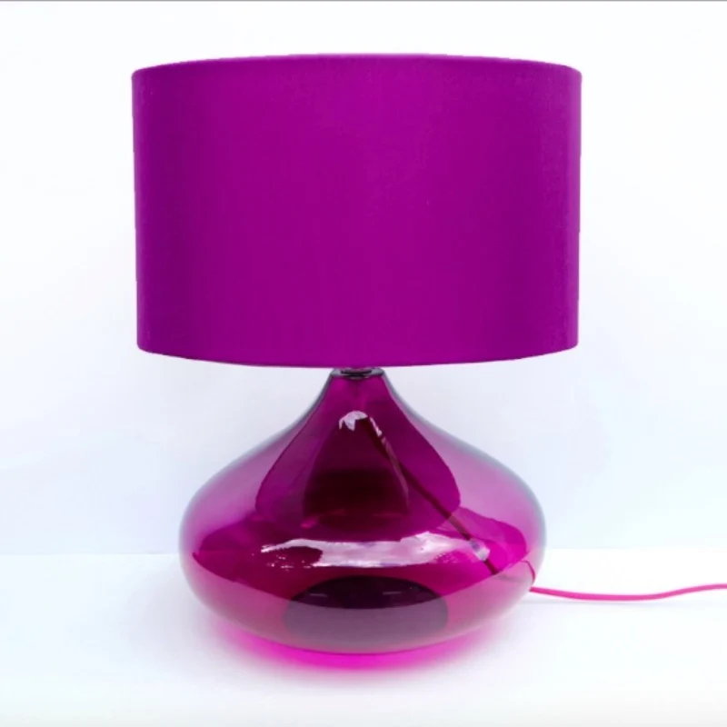 Modern Brief Europe Handmade Purple Glass Fabric Led E27 Table Lamp for Living Room Bedroom Bar Decor AC 80-265V 1762 Modern Brief Europe Handmade Purple Glass Fabric Led E27 Table Lamp for Living Room Bedroom Bar Decor AC 80-265V 1762