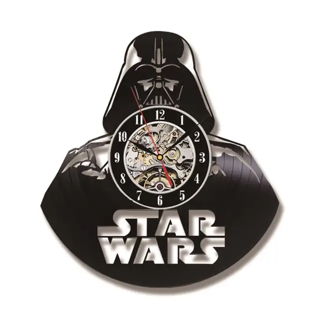 Darth Vader Model Black Hollow CD Record Clock The Star Wars Theme Antique Style Vinyl Wall