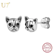 U7 925 Sterling Silver Cute Pet Animal French Bulldog Stud Earrings For Women Children Jewelry Dog Lover Earring Gift New SC278 цена U7 925 Sterling Silver Cute Pet Animal French Bulldog Stud Earrings For Women Children Jewelry Dog Lover Earring Gift New SC278 цены онлайн